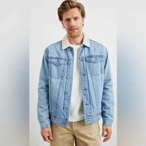 Rails Men's McKinley Vintage Wash Fleece Lined Denim Jean Jacket Sz XL Preppy